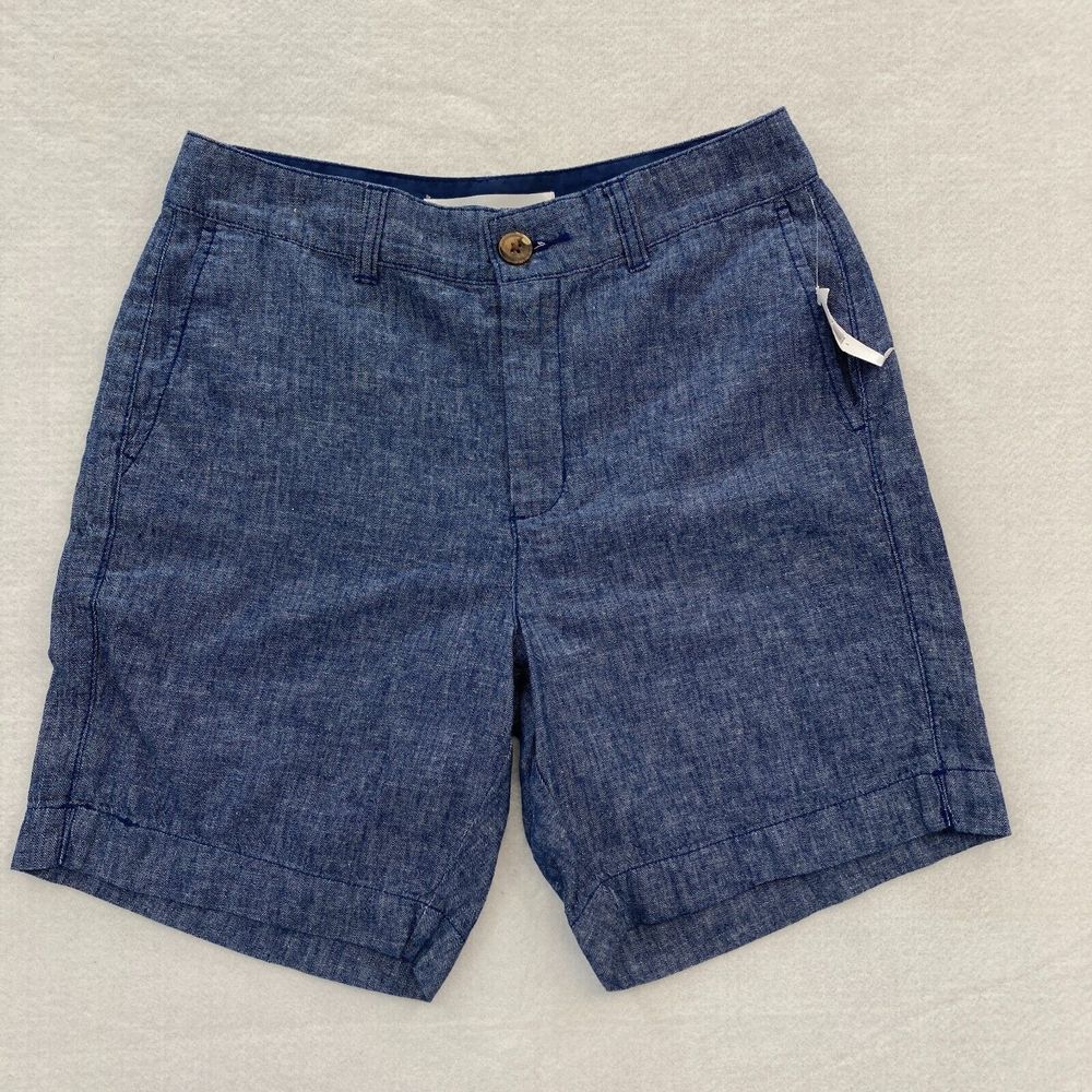 Old Navy Everyday Short Women's 0 Blue Linen Blend Flat Front Chino High Rise‎